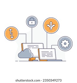Software as a service icon. Cloud-based Software Symbol. Cloud Computing Services Illustration. Vector Editable Icons.