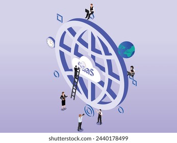 Software as service or on-demand 3d isometric vector illustration