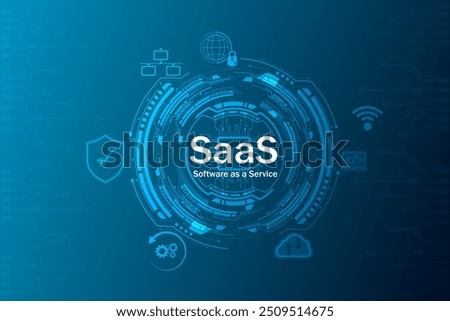 Software as a Service SaaS. Software concept. Business, modern technology, internet and networking concept. 3d illustration. Internet, business, Technology and network concept.