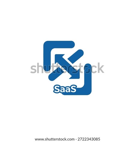 Software as a service symbol in blue representing system integration data transfer and bidirectional communication