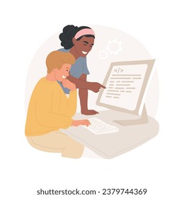 Software skills isolated cartoon vector illustration. People creating software, starting a blog, building a computer program, programming language, hands-on activity vector cartoon.
