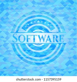 Software sky blue mosaic emblem