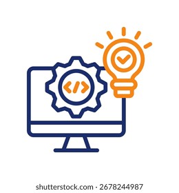 Icono de soluciones de software Ilustración vectorial de línea de color