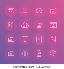 Software technology - minimal thin line web icon set. Outline icons collection. 
Simple vector illustration.