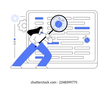 Software testing abstract concept vector illustration. IT software application testing, quality assurance, QA team, bug fixing, automation and manual, website and mobile abstract metaphor.