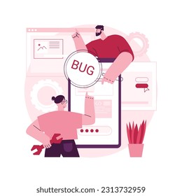 Software testing abstract concept vector illustration. IT software application testing, quality assurance, QA team, bug fixing, automation and manual, website and mobile abstract metaphor.