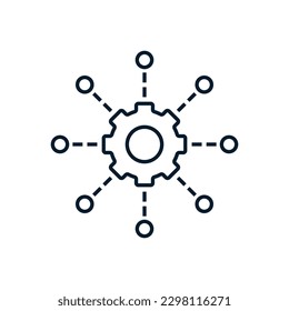 Software testing automation concept, project management. Vector icon isolated on white background.