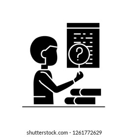 Software testing black vector concept icon. Software testing flat illustration, sign