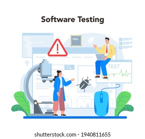 Software testing concept. Application or website code test process.