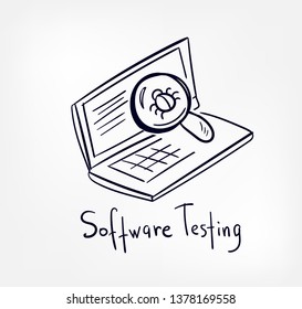 software testing concept vector clip art line sketch illustration