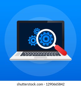 Software testing. Software development workflow process coding testing analysis concept. Vector stock illustration.