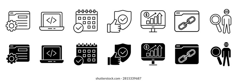 Software testing icon set. contain application and approach vector illustration concept