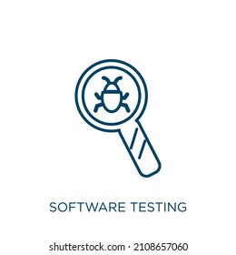 software testing icon. Thin linear software testing outline icon isolated on white background. Line vector software testing sign, symbol for web and mobile