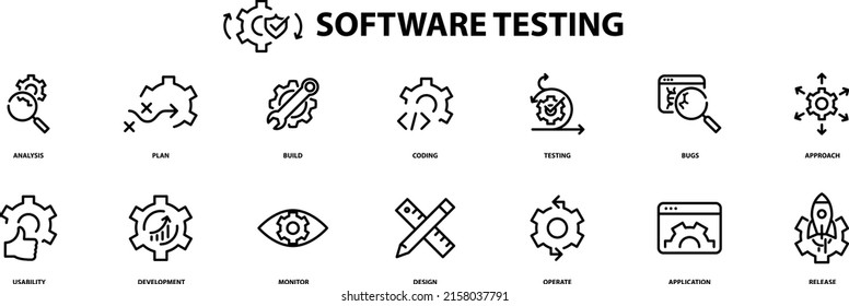 Software testing icons , vector illustration