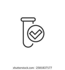 Software Testing line icon. linear style sign for mobile concept and web design. Checkmark and test tube outline vector icon. Symbol, logo illustration. Vector graphics