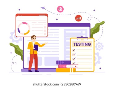 Software Testing Vector Illustration with Application Engineering, Debugging Development Process, Programming and Coding in Hand Drawn Templates