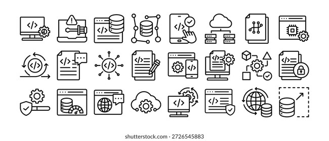 Coleção de ícones de software e ferramentas. Contendo tecnologia de design, design, computador, digital, aplicativo, desenvolvedor	