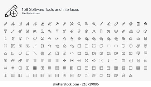 Software Tools and Interfaces Pixel Perfect Icons (line style)