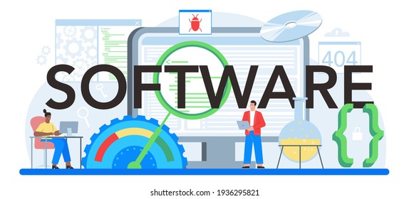 Software typographic header. Idea of programming and coding, system development