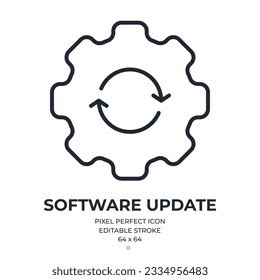 Software update editable stroke outline icon isolated on white background flat vector illustration. Pixel perfect. 64 x 64.