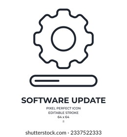 Software update editable stroke outline icon isolated on white background flat vector illustration. Pixel perfect. 64 x 64.
