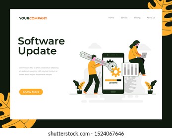 Software Update flat vector illustration concept, can be used for landing page, ui, web, app intro card, editorial, flyer, and banner.