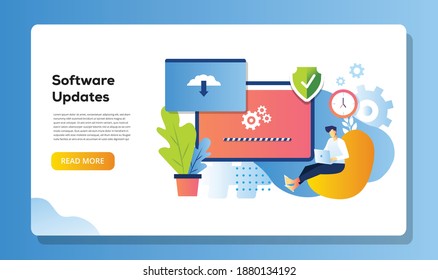 software update illustration progress cloud technology