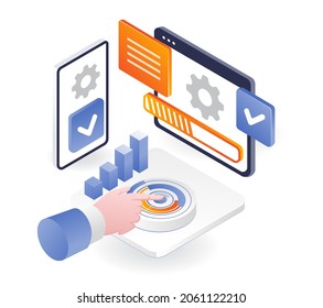 Software Update Loading Process In Isometric Illustration