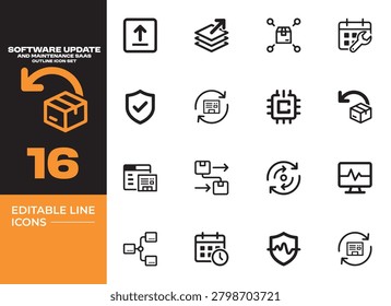 Software Update Maintenance Version Management SaaS Icon Collection