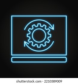 Software updates neon icon in line style. System data upgrade. Vector illustration.