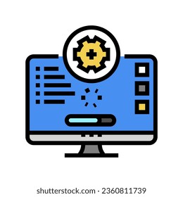 software updates repair computer color icon vector. software updates repair computer sign. isolated symbol illustration