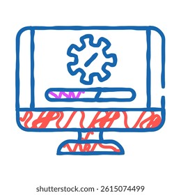 software updates repair computer doodle icon sketch vector. software updates repair computer sign. isolated symbol illustration