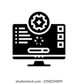 software updates repair computer glyph icon vector. software updates repair computer sign. isolated symbol illustration