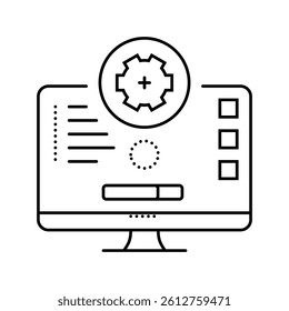software updates repair computer line icon vector. software updates repair computer sign. isolated contour symbol black illustration