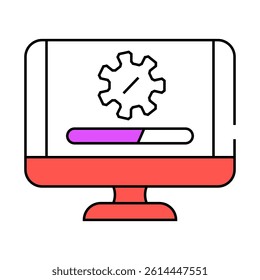 software updates repair computer line icon vector. software updates repair computer sign. isolated symbol illustration