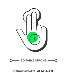 Ícone de linha de sombra de deslocamento de usabilidade do software. Atendimento ao cliente, interface. Gerenciamento de tempo, funcionalidade. Símbolo de contorno em negrito com preenchimento verde sólido. Ilustração plana moderna. Traçado editável