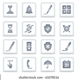 Software vector web icons, white square buttons