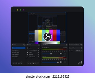Software for video recording and live streaming. Screen capture. Vector illustration.