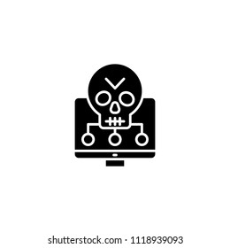Software vulnerabilities black icon concept. Software vulnerabilities flat  vector symbol, sign, illustration.
