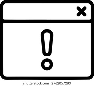 Software warning alert popup window with exclamation mark icon