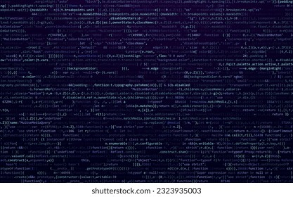 Software Web Developer Programming Code. Javascript Abstract Computer Script - Random Parts of Program Code. Vector Illustration. Learn Programming Framework Concept.