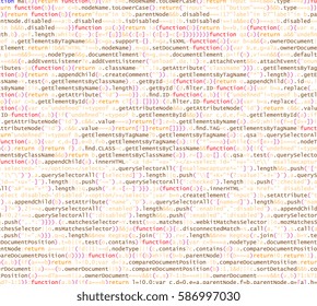 Software / Web Developer Programming Code.Javascript  Abstract Computer Script - Random Parts of Program Code. Vector Illustration.