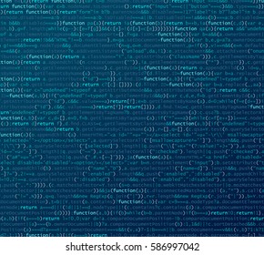 Software / Web Developer Programming Code.Javascript  Abstract Computer Script - Random Parts of Program Code. Vector Illustration.
