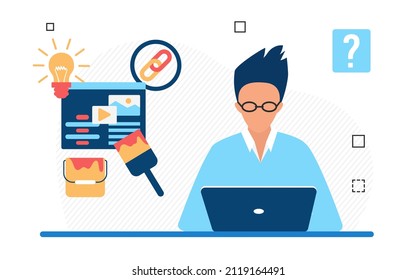 Software web development designer engineer working process. Webpage management and system maintenance