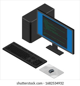 Software, web development, programming concept. Abstract Programming language and program code on screen. Company network . Technology process of Software development 