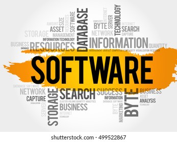 Software word cloud collage, business concept background