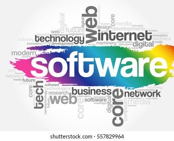 Software word cloud collage, business concept background