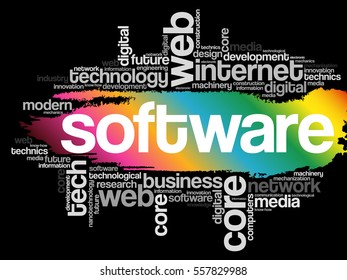 Software word cloud collage, business concept background
