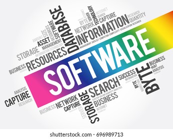 Software word cloud collage, business concept background