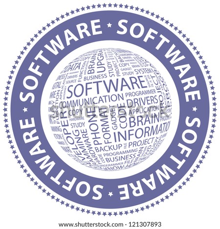 SOFTWARE. Word collage. Vector stamp.